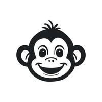 noir et blanc simple logo avec adorable et mignonne singe. vecteur