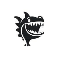 noir et blanc minimaliste logo avec attrayant de bonne humeur crocodile. vecteur