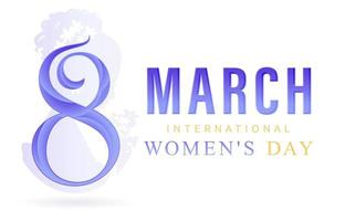 8 Mars international aux femmes journée ou 8e Mars content aux femmes journée avec bleu nombre lettre et isolé blanc arrière-plans. en vigueur pour affiche, bannière et n'importe quoi vecteur