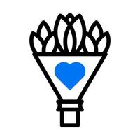 bouquet icône bichromie bleu style Valentin illustration vecteur élément et symbole parfait.