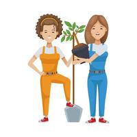 femmes écologistes plantant un arbre vecteur