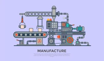 linéaire plat industriel fabrication convoyeur machine illustration. affaires produit production processus concept vecteur