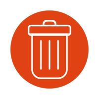 icône de style de bloc de déchets poubelle vecteur