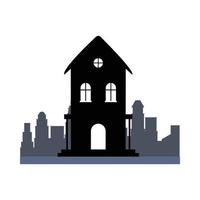 silhouette de maison hantée isolée dans la conception de vecteur de ville