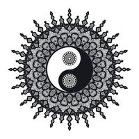 vintage yin et yang en mandala vecteur