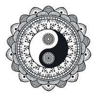 vintage yin et yang en mandala vecteur