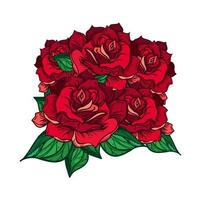 bouquet de roses de mariage dessiné à la main vecteur