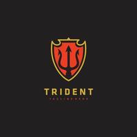 ancien trident lance de poseidon Neptune Dieu triton Roi et bouclier combinaison logo conception vecteur