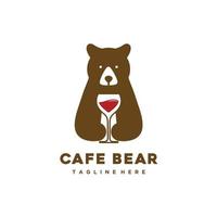 création de logo café ours tenir vecteur de verre