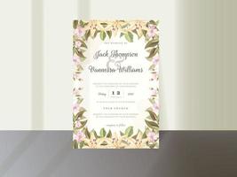 conception élégante de modèle d'invitation de mariage floral vecteur