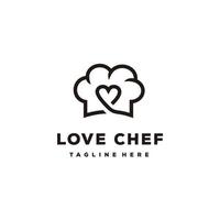 chef chapeau avec cœur l'amour restaurant logo conception icône vecteur inspiration