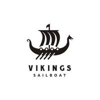 viking voile navire drakkar Scandinavie logo conception dans contour style vecteur