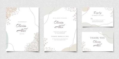 modèle de carte d'invitation de mariage floral élégant vecteur