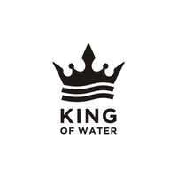 Roi couronne et l'eau mer océan vague logo conception icône vecteur pour bateau et navire