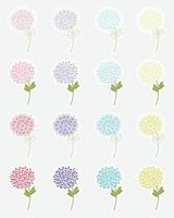fleurs autocollants collection. hortensia collection avec décoratif floral conception. printemps autocollants. vecteur