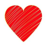 content la Saint-Valentin journée. gros rouge cœur avec d'or lignes. vecteur