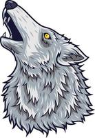 mascotte de tête de loup en colère de dessin animé vecteur