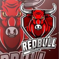 création de logo de mascotte de sport de taureau rouge vecteur