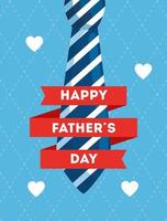 carte de fête des pères heureux avec cravate et coeurs vecteur