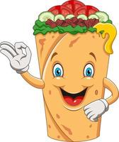 dessin animé burrito ou kebab donnant D'accord signe vecteur