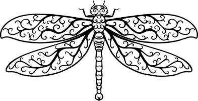vecteur illustration de main tiré décoratif libellule sur blanc Contexte