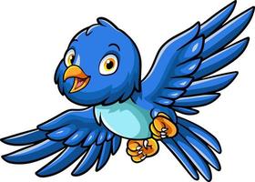 dessin animé mignonne peu oiseau bleu en volant vecteur