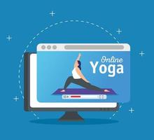 femme pratiquant le yoga en ligne vecteur