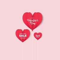 illustration de modèle de vente de célébration de trois coeurs saint valentin vecteur