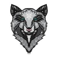 tatouage de loup sauvage vecteur