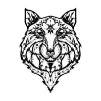 tatouage de loup sauvage vecteur