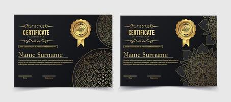 certificat de mandala de luxe vecteur