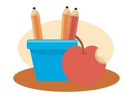 porte-crayons et fournitures scolaires Apple vecteur