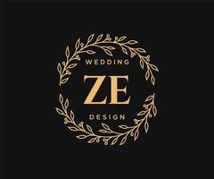 ze initiales lettre collection de logos de monogramme de mariage, modèles minimalistes et floraux modernes dessinés à la main pour cartes d'invitation, réservez la date, identité élégante pour restaurant, boutique, café en image vectorielle vecteur