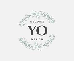 collection de logos de monogramme de mariage lettre initiales yo, modèles minimalistes et floraux modernes dessinés à la main pour cartes d'invitation, réservez la date, identité élégante pour restaurant, boutique, café en image vectorielle vecteur