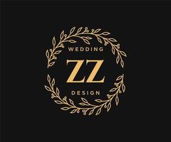 zz initiales lettre mariage monogramme logos collection, modèles minimalistes et floraux modernes dessinés à la main pour cartes d'invitation, réservez la date, identité élégante pour restaurant, boutique, café en image vectorielle vecteur