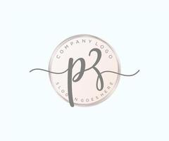 logo féminin pz initial. utilisable pour les logos nature, salon, spa, cosmétique et beauté. élément de modèle de conception de logo vectoriel plat.