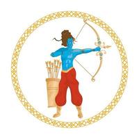 Dieu bleu rama et tir à l'arc, icône de la religion hindoue vecteur