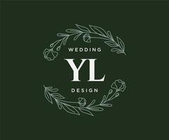 collection de logos de monogramme de mariage lettre initiales yl, modèles minimalistes et floraux modernes dessinés à la main pour cartes d'invitation, réservez la date, identité élégante pour restaurant, boutique, café en image vectorielle vecteur