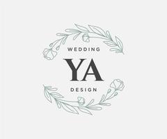 ya initiales lettre collection de logos de monogramme de mariage, modèles minimalistes et floraux modernes dessinés à la main pour cartes d'invitation, réservez la date, identité élégante pour restaurant, boutique, café en image vectorielle vecteur