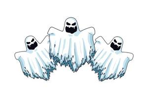 icônes de personnages fantômes halloween flottant vecteur