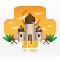 eid Al fitr mubarak salutation illustration vecteur