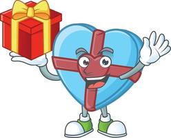 l'amour cadeau bleu dessin animé personnage style vecteur