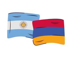 Icône isolé de drapeaux argentine et arménie vecteur