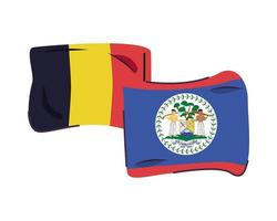 Belgique et belize drapeaux icône isolé vecteur