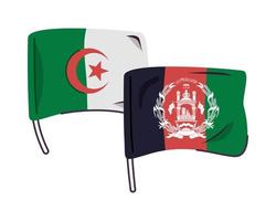 Icône isolé de drapeaux afganistan et alegeria vecteur