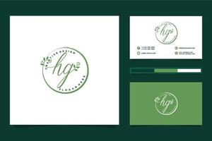 initiale hg féminin logo collections et affaires carte modèle prime vecteur