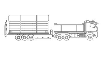 main tiré vecteur illustration Couleur les enfants construction semi bande annonce un camion avec grand en bois livraison Caisse clipart