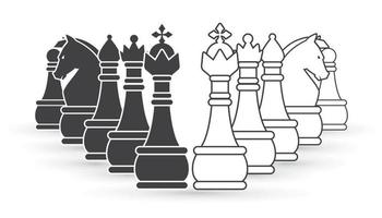 jeu d'échecs noir et blanc vecteur