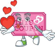 rose l'amour coupon dessin animé personnage style vecteur