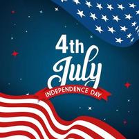 4 juillet joyeux jour de l'indépendance avec décoration de drapeau vecteur